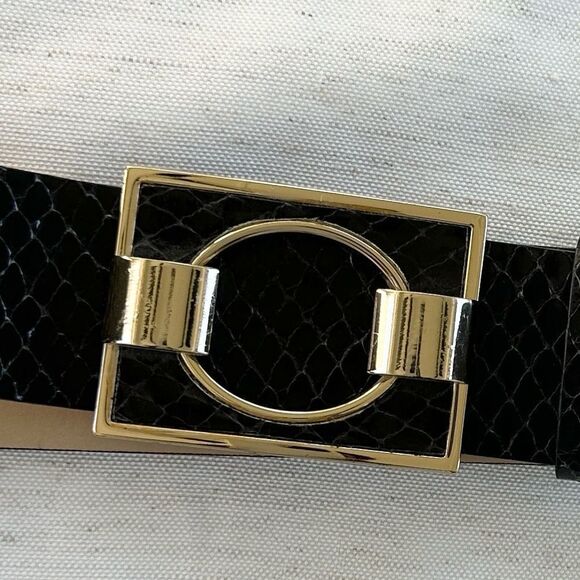 Banana Republic Black Leather Statement Belt L (NEW) - Picture 3 of 8